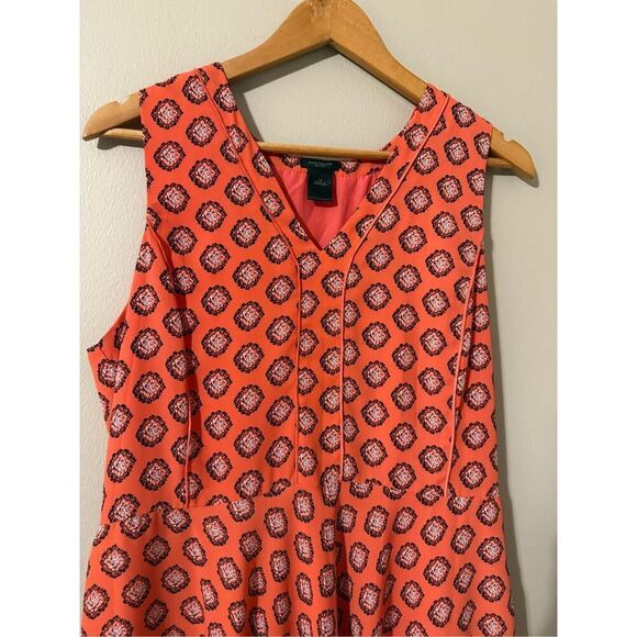 Ann Taylor Size 14 Mandala Print Fit & Flare Dress Coral Sleeveless Summer Boho - Picture 3 of 9